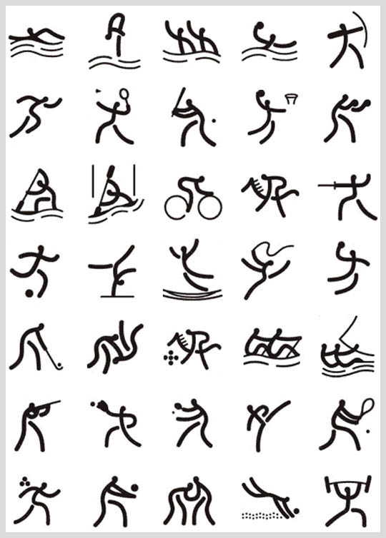 2008年北京オリンピックの時使われた、篆書体をモチーフにした競技ピクトグラム