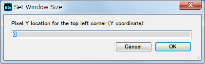 Borderless Gaming 8.4 を使って DX11 版 Dark Souls II Scholar of the First Sin をアスペクト比を維持したまま、WXUGA モニター（1920x1200）でボーダーレスフルスクリーン（仮想フルスクリーン）にする方法、、Pixel Y location for the top left corner (Y coordinate) というメッセージが表示されるの 0 のまま OK ボタンをクリック、仮想フルスクリーンで表示するウィンドウの Y 座標位置の指定、Y 座標 0 の場合は画面の一番上側